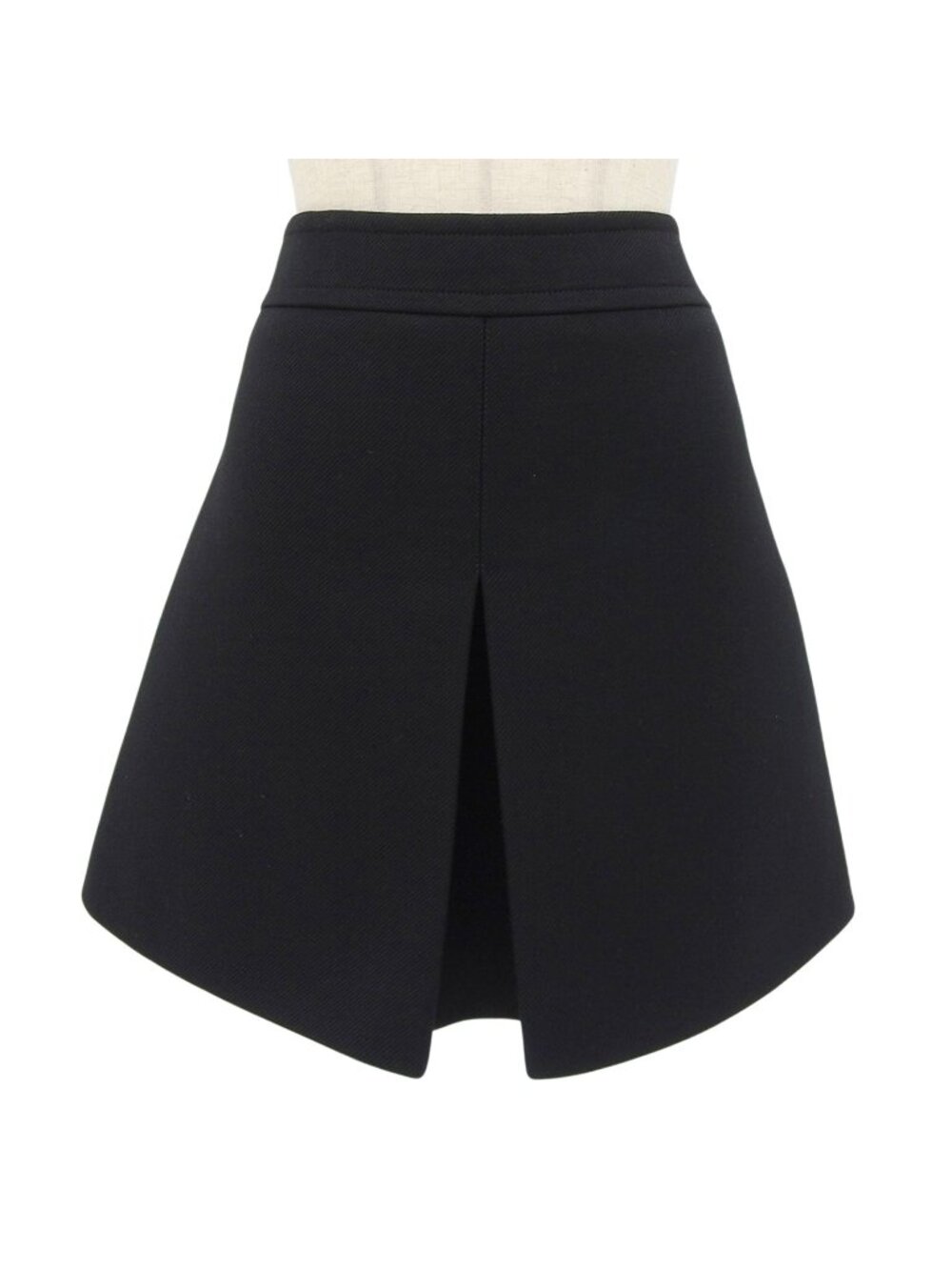 Celine Wool Silk Blend Box Pleated Trapeze Mini Skirt Black 40